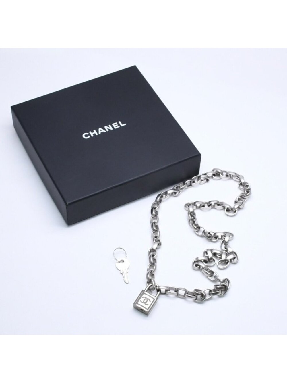 Chanel Necklace Silver Chain CC Logo Metal